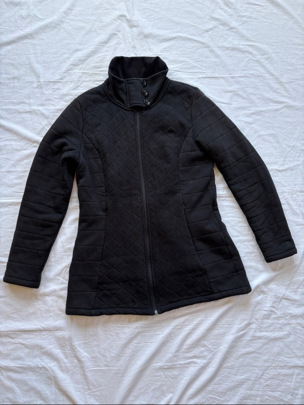 North Face Quilted Caroluna Jacket Women's Large Jacket with Button Collar Black
